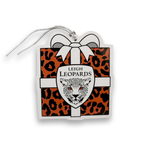 Leigh Leopards Christmas Present Wooden Decoration