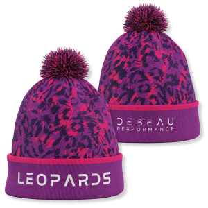 Leigh Leopards Bobble Hat - Pink & Purple