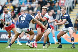 Picture by Ed Sykes/SWpix.com - 06/08/2023 - Rugby League - Betfred Super League Round 21 - Leeds Rhinos v Leigh Leopards - Headingley Stadium, Leeds, England - Leigh Leopards' Lachlan Lam in action